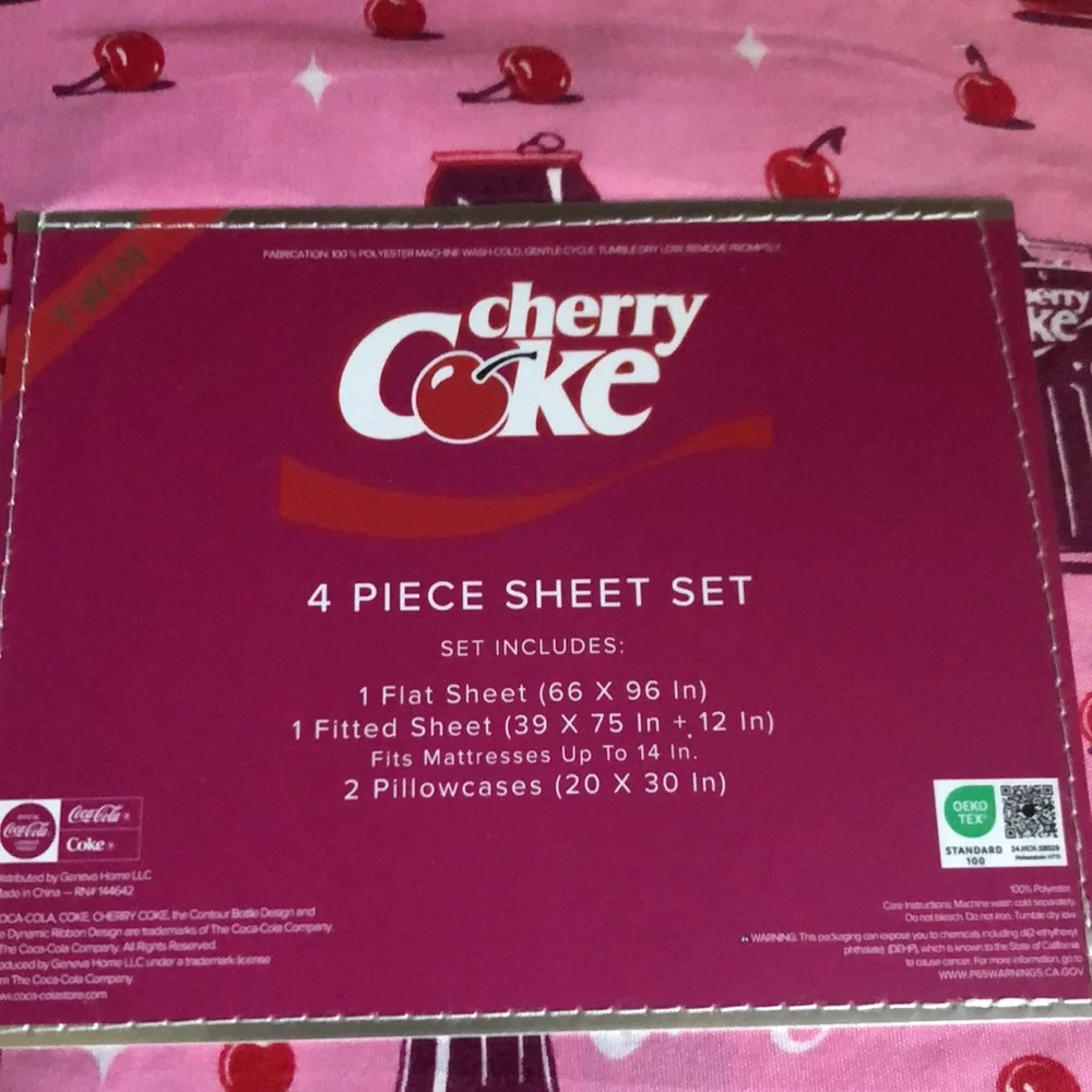 Cherry Coke Pink 4-Piece TWIN Sheet Set